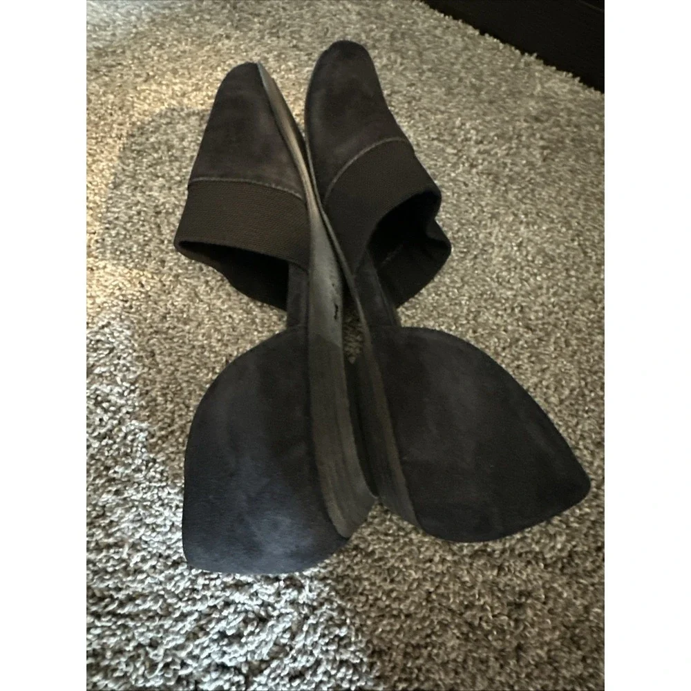 Eileen Fisher Women's Black D'Orsay Flats Suede Mesh Pointed Toe Black Size 7